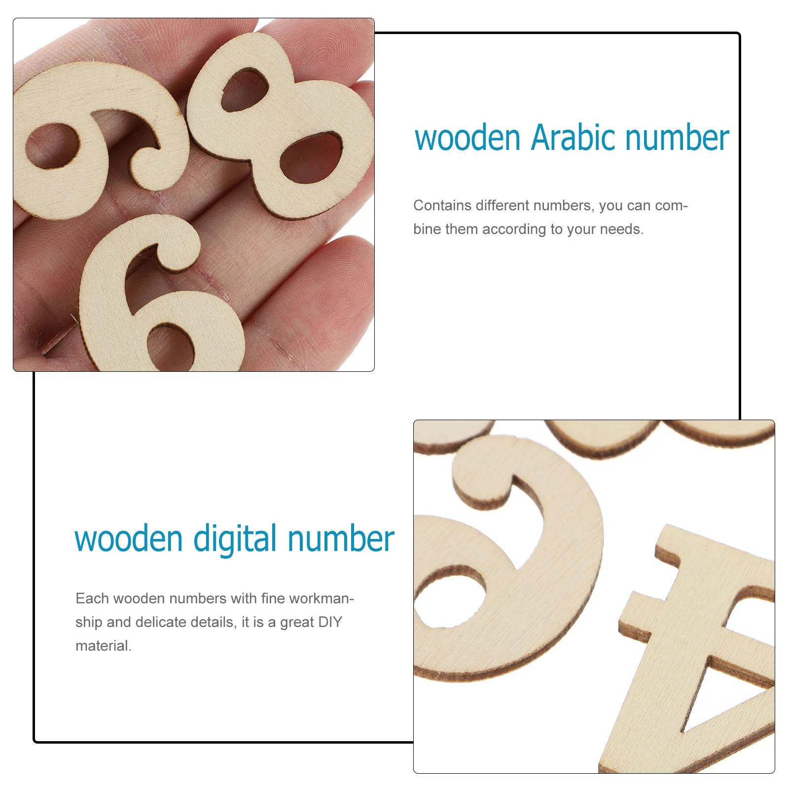 100 قطعة أرقام خشبية ذاتية الصنع ساعة حائط عدد أرقام أرقام عربية خشبية مختلطة خشب أصلي حرفة تزيين عربية ذاتية الصنع