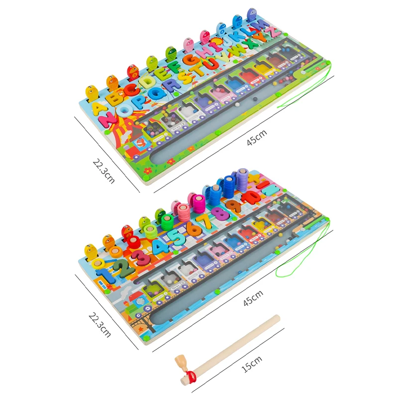 Bambini Montessori Educativi Giocattoli matematici in legno Bambini Occupato Bordo Conteggio Forma Colori Corrispondenza Pesca Puzzle Giocattoli di apprendimento Regali