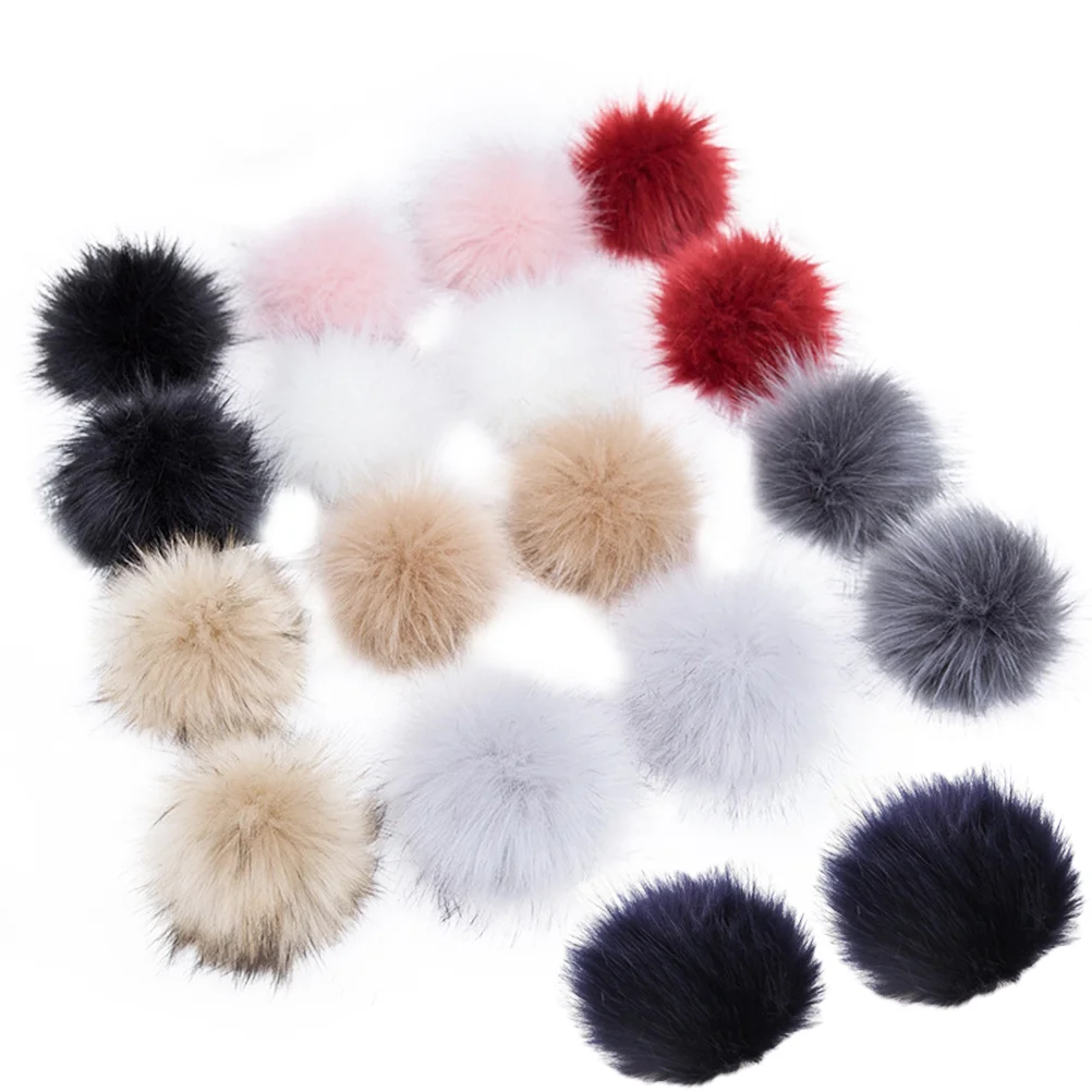 

18Pcs Faux Pom Balls Large Soft Balls Dyeing Polyester Elastic Strap Sewing Buttons Crochet Knitting Hat Christmas Decoration