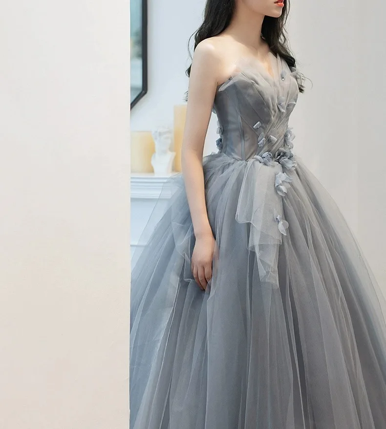 

Элегантное вечернее платье без бретелек для выпускного вечера, женские свадебные платья со шлейфом с лепестками для невесты, роскошное длинное платье для торжественных случаев