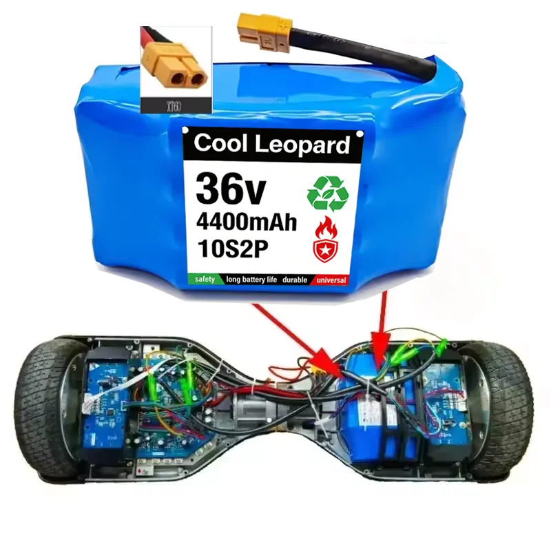 10S2P 36V 7.0Ah Rechargeable Li‑ion Battery,Built‑in BMS XT60 Connector for Electric Self‑Balancing Scooter Hoverboard Unicycle