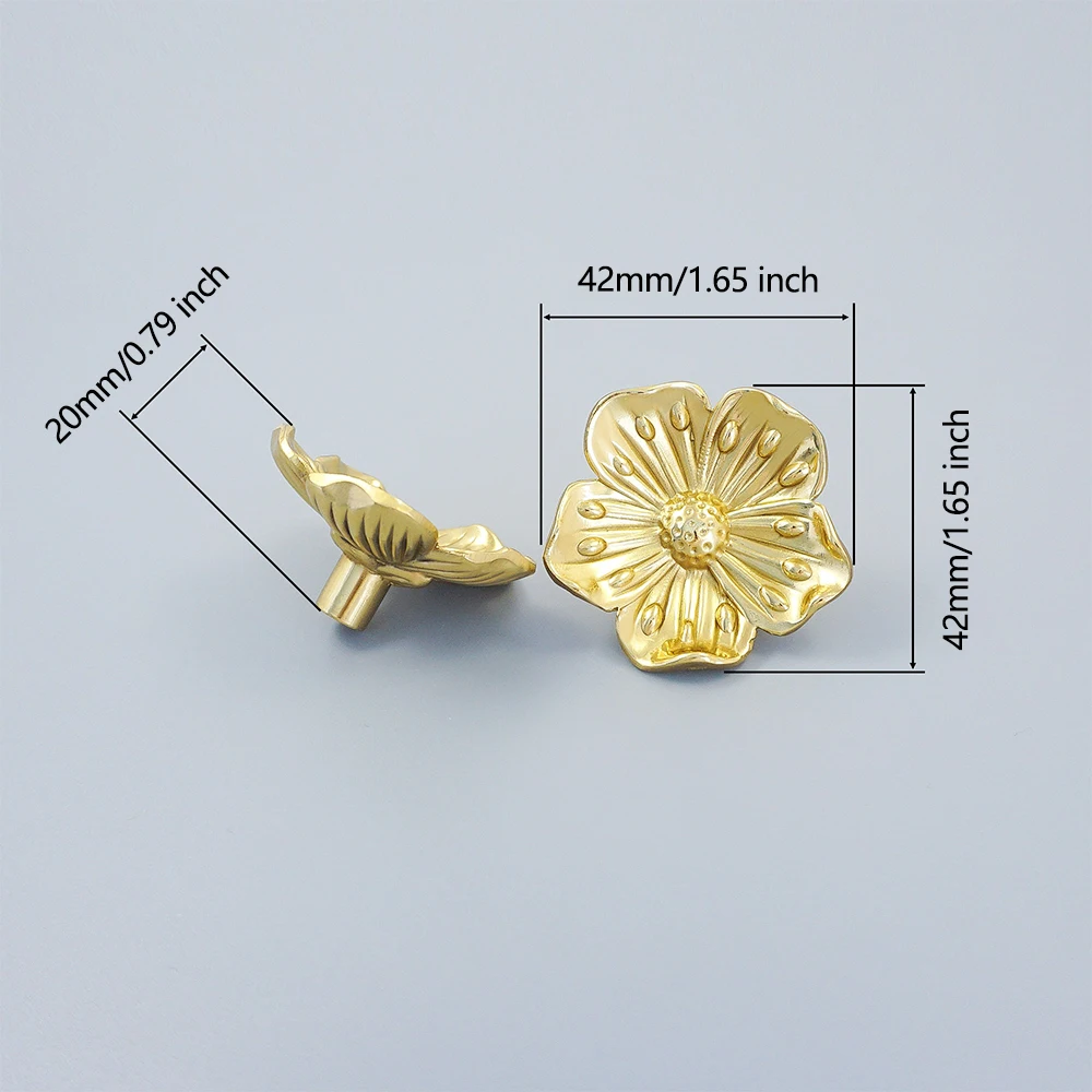 Brass Cherry Blossom Cabinet Knobs Plum Blossom Design Closet Door Handles Home Decor Dresser Pulls Golden Flower Drawer Knobs