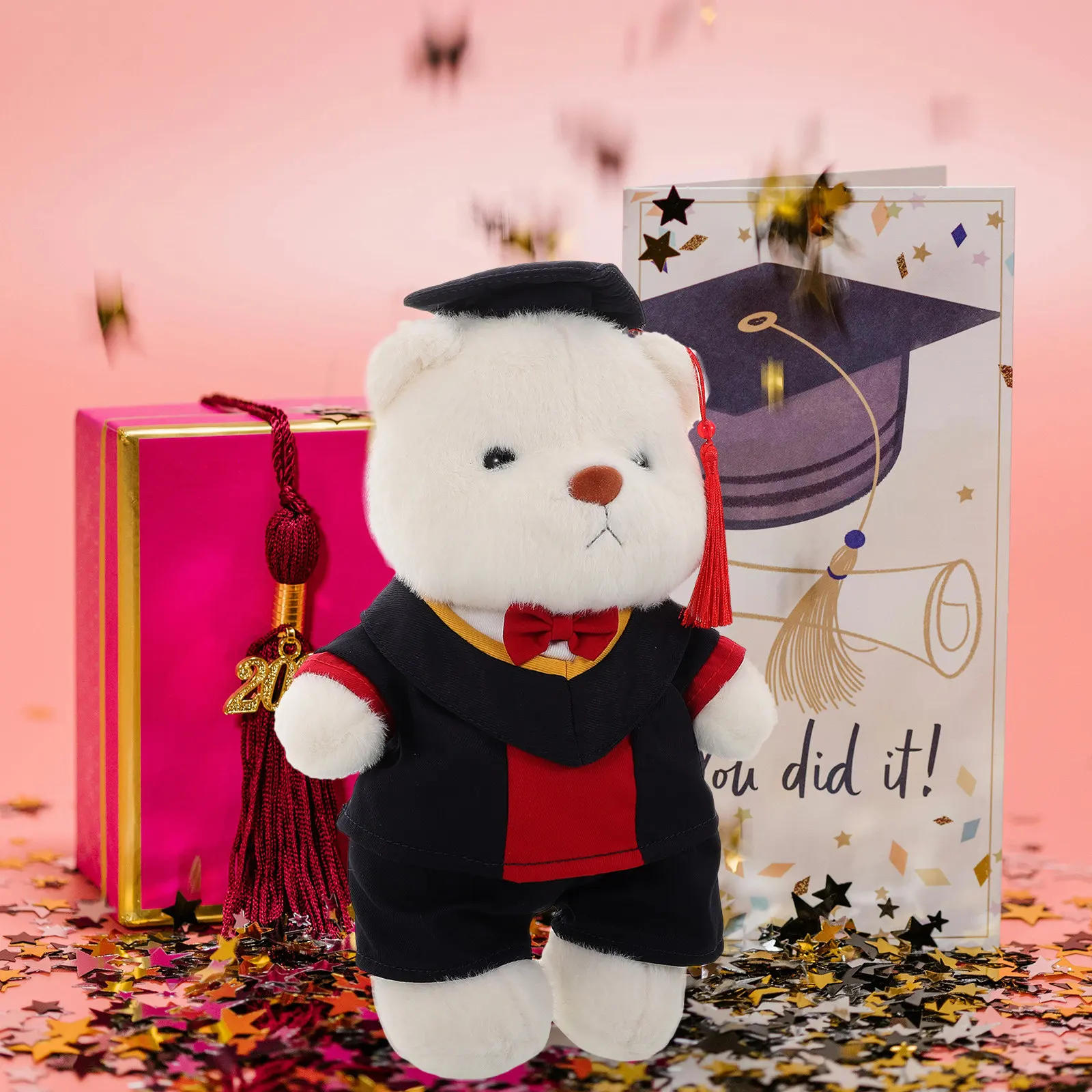 ตุ๊กตาหมีน้อยสำหรับรับปริญญา: หมีน่ารักสวมชุดครุยและหมวก เหมาะสำหรับตกแต่งงานปาร์ตี้ช่วงรับปริญญา ไอเดียของขวัญสำหรับผู้สำเร็จการศึกษา