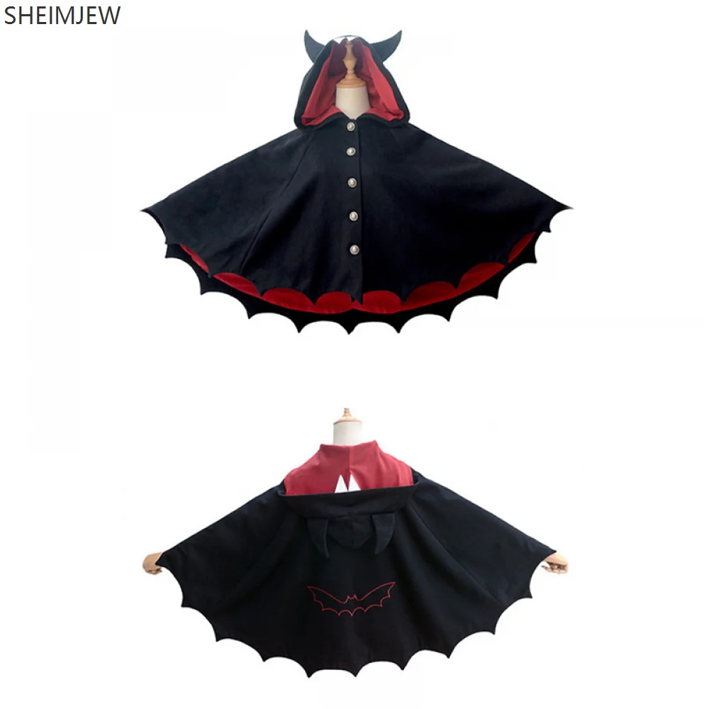 Mantello con cappuccio Mantello Cappotto Cosplay per bambini Halloween Punk gotico Diavolo nero Ala di pipistrello Ali demone Costume Lolita Girls Cape 2025