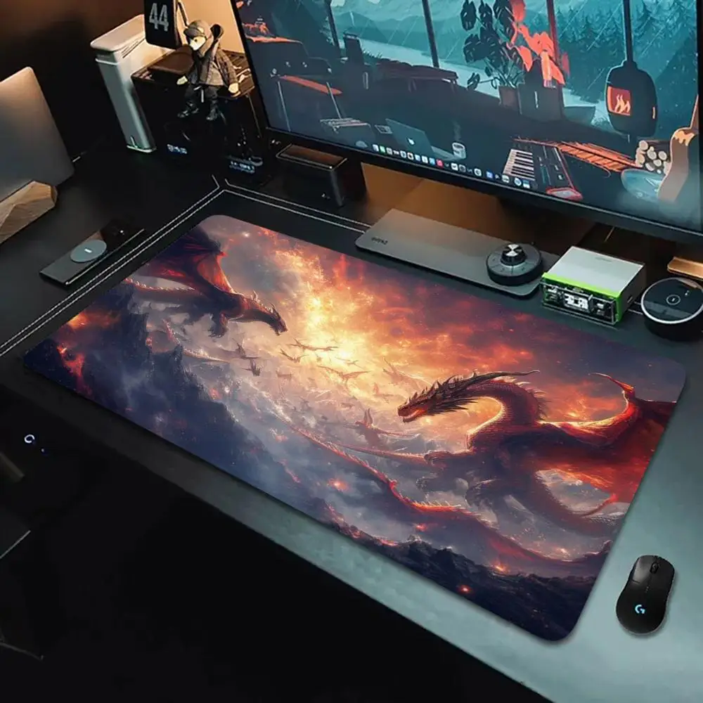 

Dragon Sunset Picture mouse pad HD printed rubber anti-slip durable washable suitable for players and families