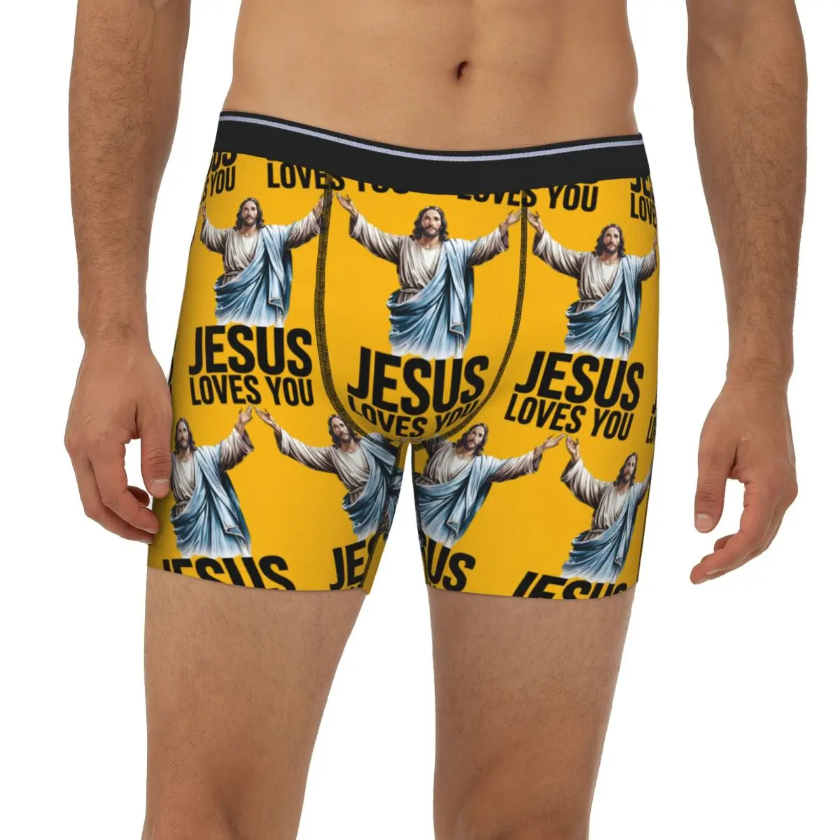 

Длинные трусы-боксеры «Иисус любит тебя», короткие мужские трусы, вентилируемое нижнее белье для мужчин, подарок бойфренду
