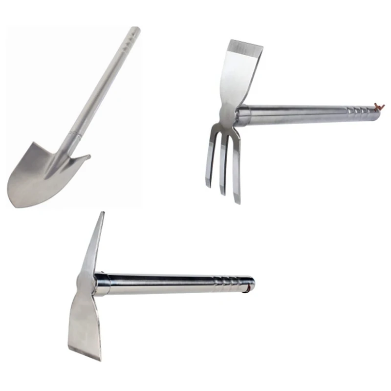 

3PCS Garden Tools Stainless Steel Agricultural Tools Silver Steel Folding Shovel