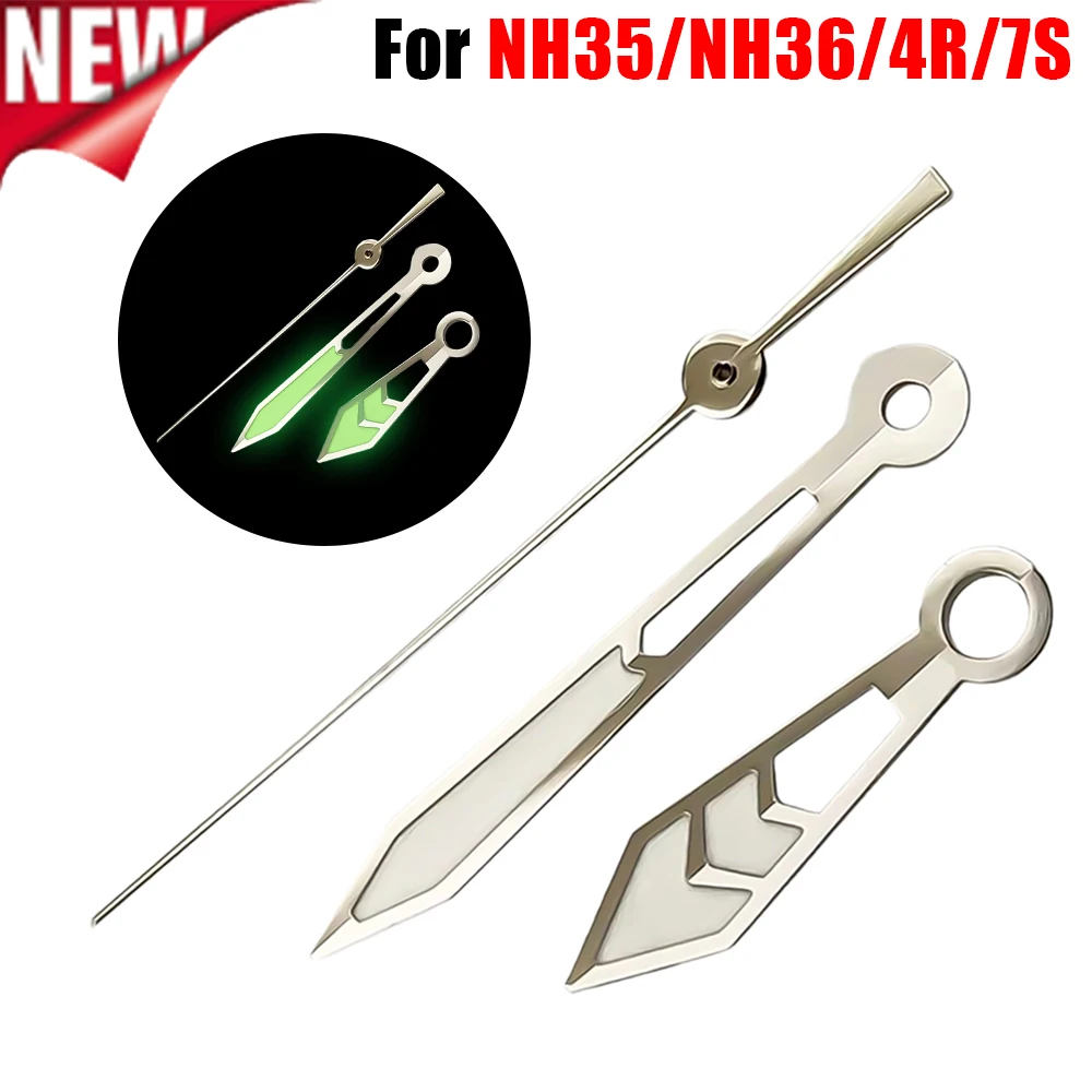 NH35 NH36 Watch Hands for 4R 7S Movement 8x12x13mm Hour Minute Second Green Luminous Copper DIY Set Replacement Watchmaker