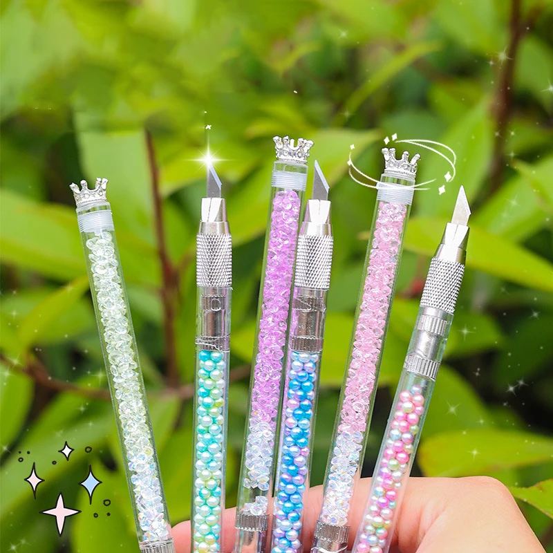 Kawaii Bubble Pen Knife Cute Crown Sharp Blade Utility Knife  DIY Paper Cutter Craft Knife Sticker Envelopes Opener Office Tools