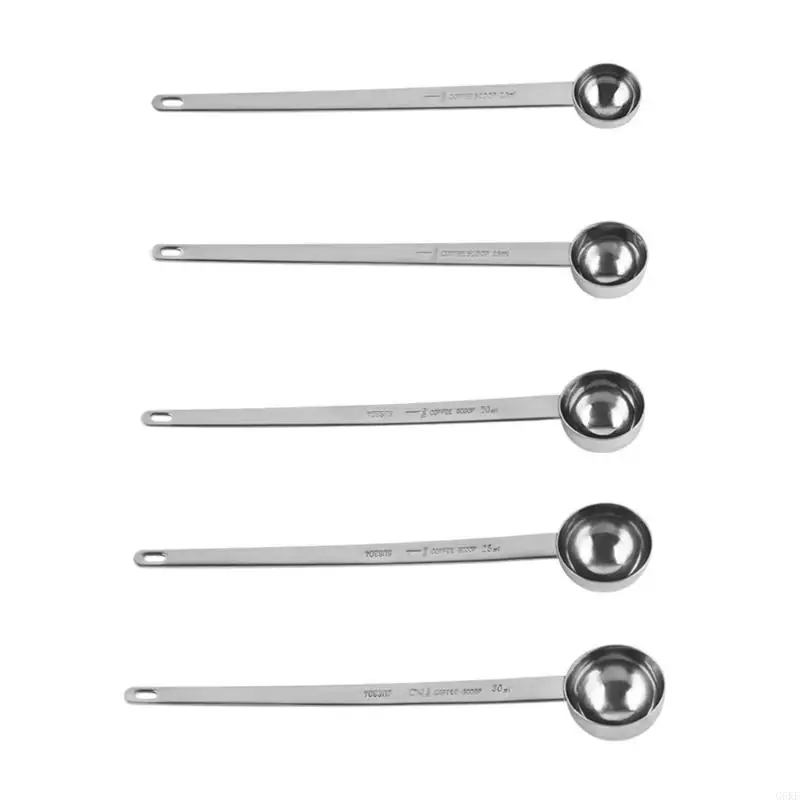 

652F 304Stainless Steel Long Coffee Spoon Measuring Spoon 10ml/15ml/20ml/25ml/30ml Kitchen Tool for Accurate Measurement