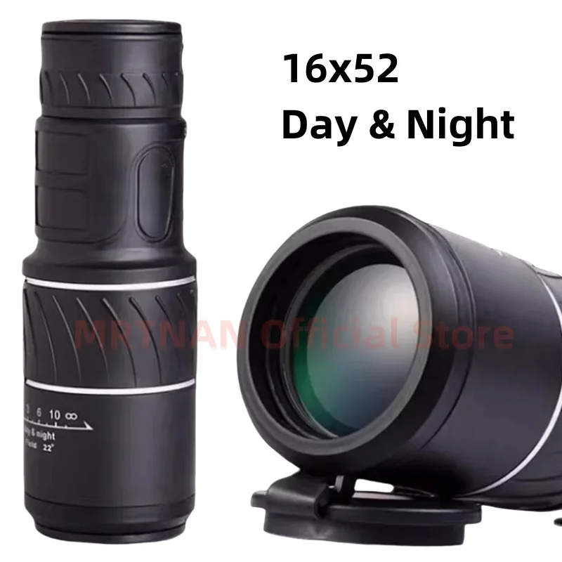 Green Film 16x52 Monocular Telescope HD Portable High Definition Low-Light Scope for Outdoor Hiking Concert Photography