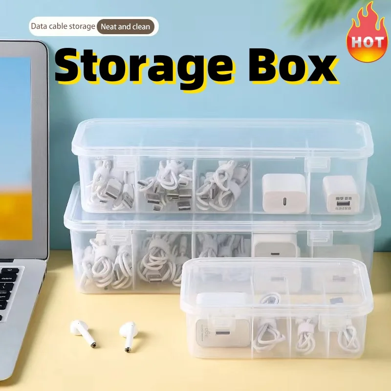 Transparenter Datenkabel-Organizer, Klassifizierung, staubdicht, Karten-Organizer, Deckel, Unordnung, Sammelbox für Büro und Zuhause, Neu