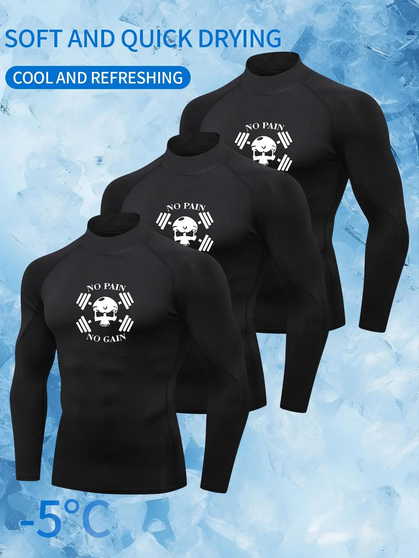 

2025 Модная футболка для бега с длинными рукавами, комплект из трех предметов, крутой дизайн, универсальный для повседневного использования, без ограничений для упражнений