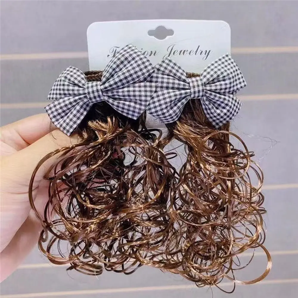 Bow Red Child Wave Point Princess Curly Hairclip Baby Wig Hairpin Children Hair Accessories New Year Headdress Bowknot Hairclip