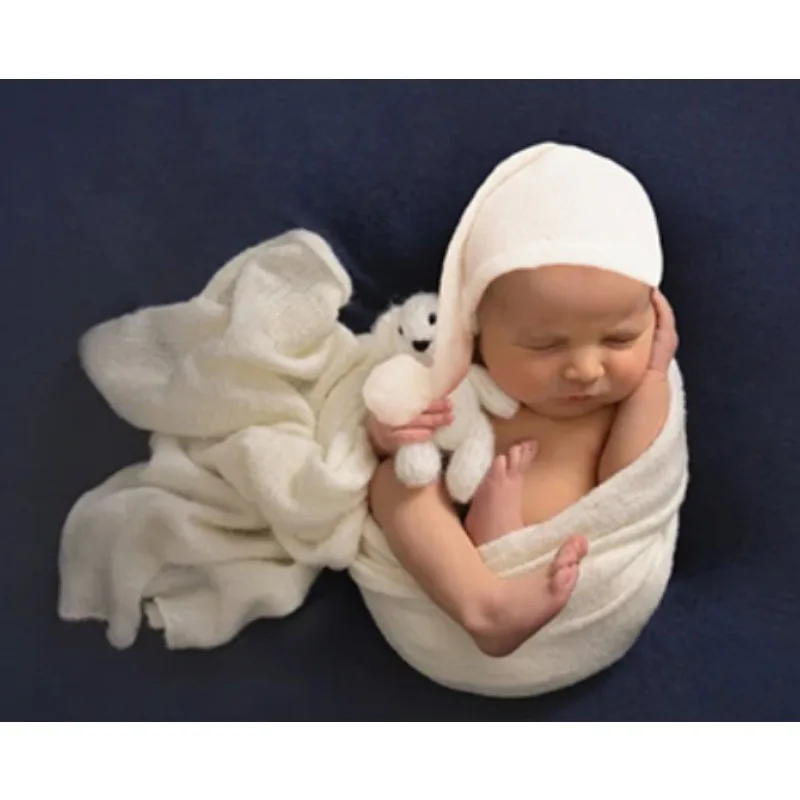 

aby Wrap Newborn Photography Props Blanket Stretchable Swaddling Photography Hat Babies Photo Shoot Accessories