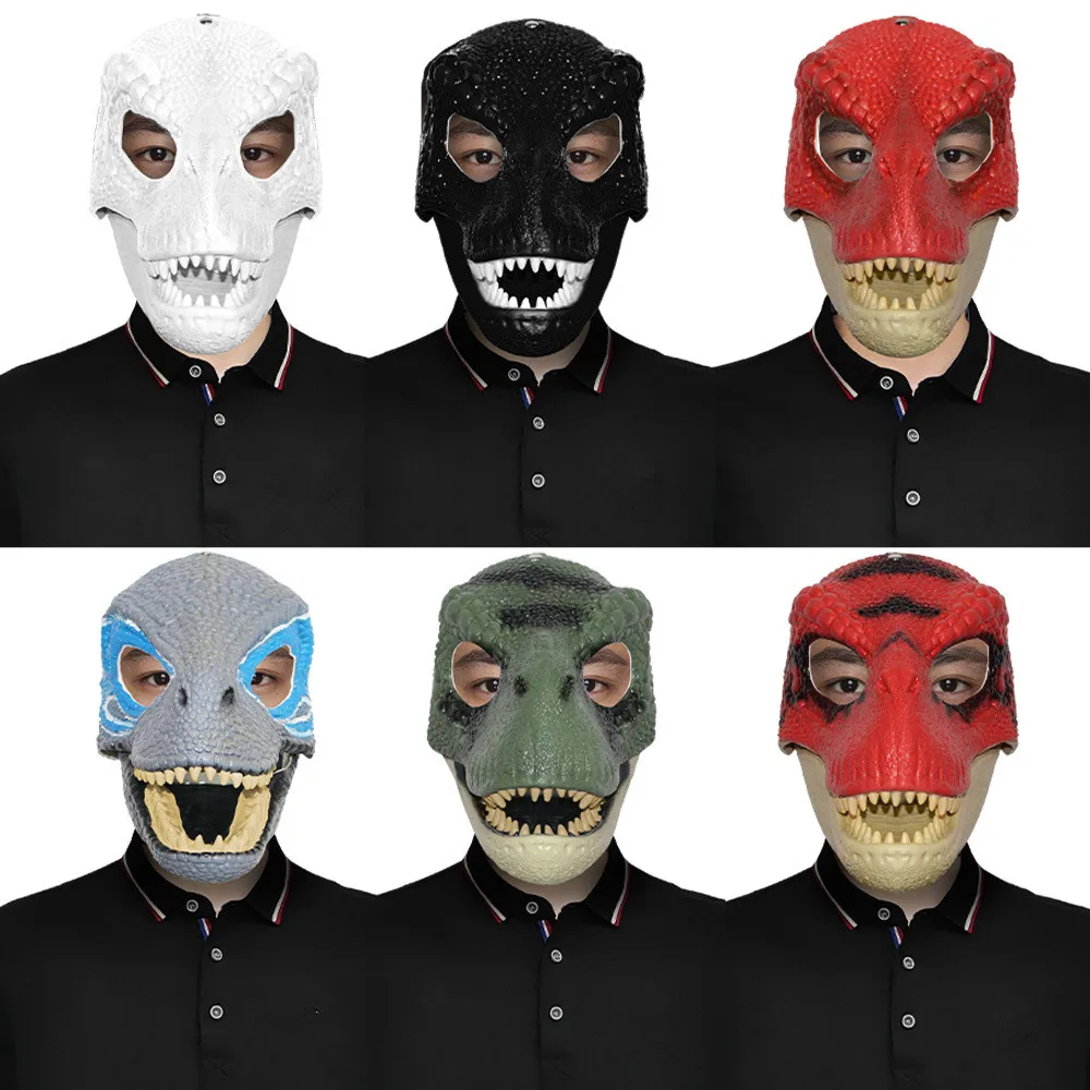 Dino-Maske mit Beweglichem Kiefer Pelzige Dinosaurier-Maske mit Offenem Mund Latex Horror Dinosaurier-Kopfbedeckung Halloween-Party-Kostüm-Maske – Detail 9