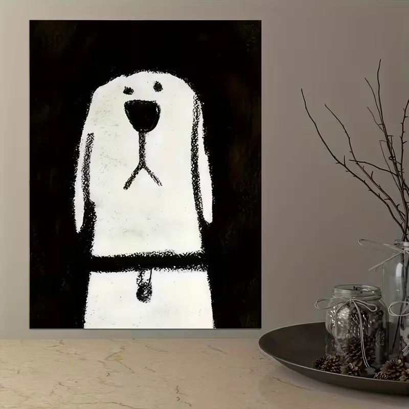 1pc Adorable Puppy Oil Painting on Canvas for Wall Decor, Featuring a Humorous Dog Print Poster Suitable for Various Rooms Inclu