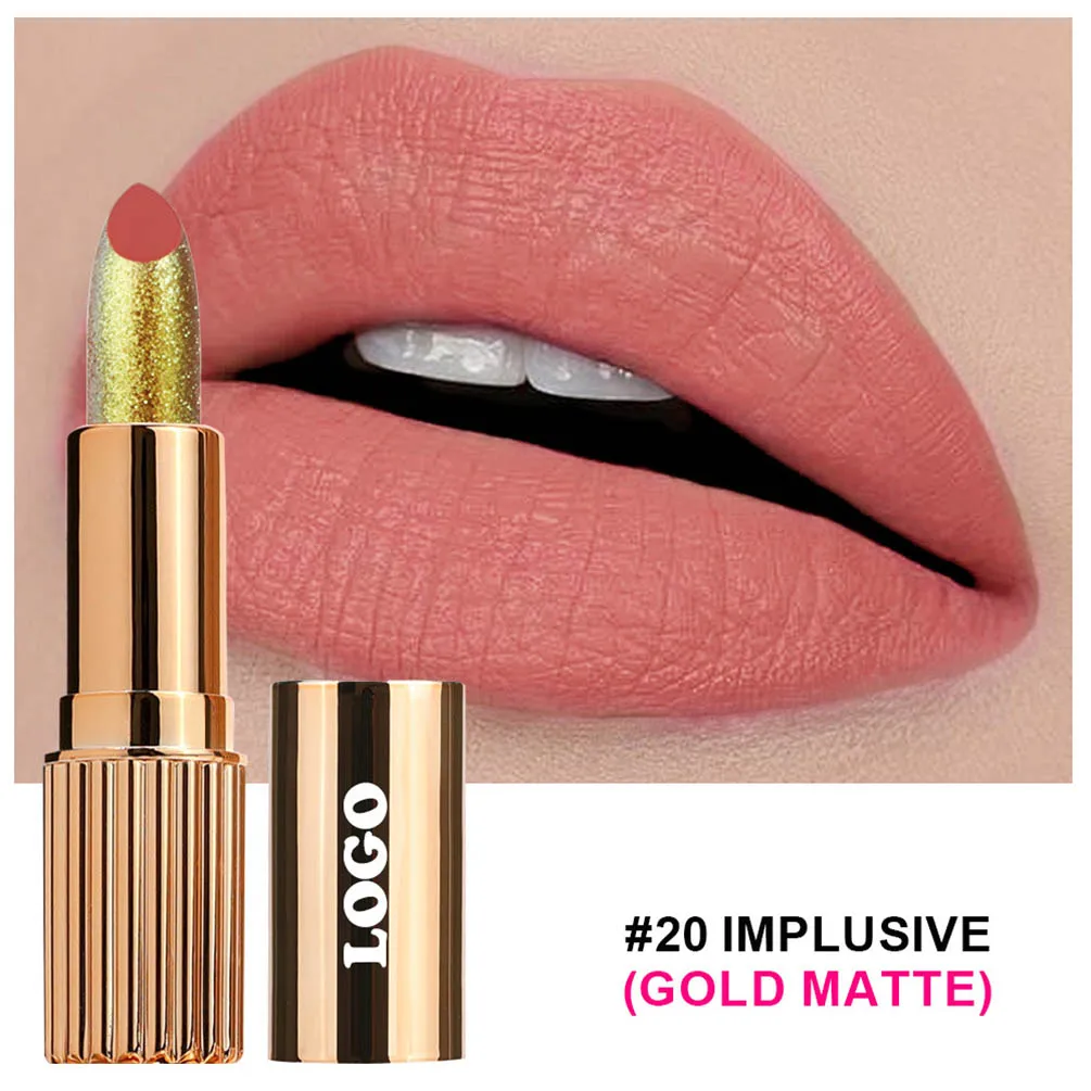 

Custom Logo Gold Solid Lipstick Pigment Long-lasting Waterproof Hydrating Matte Waterproof Long-wearing Makeup Bulk Cruelty Free