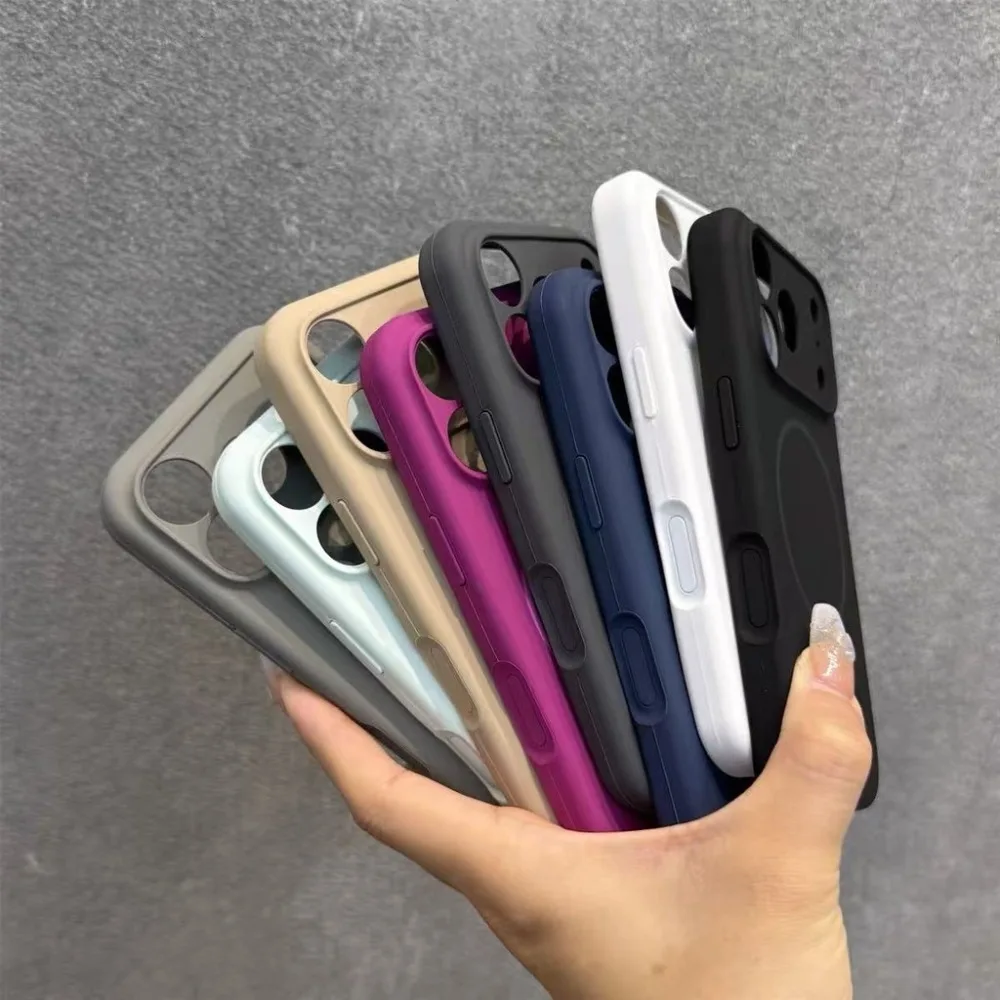 حافظة هاتف مغناطيسية من السيليكون السائل الأصلي لهاتف آيفون 17 16 14 15 Plus 12 13 Pro Max 17 Air لغطاء الشحن اللاسلكي Magsafe