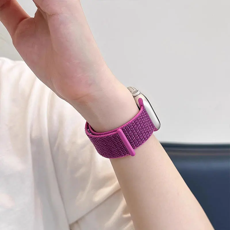 Nylon Loop For Apple Watch Strap 45mm 44mm 49mm 46mm 40mm 41mm 38mm 42mm Correa Bracelet iWatch Series 6 Se 7 8 9 10 ultra2 band