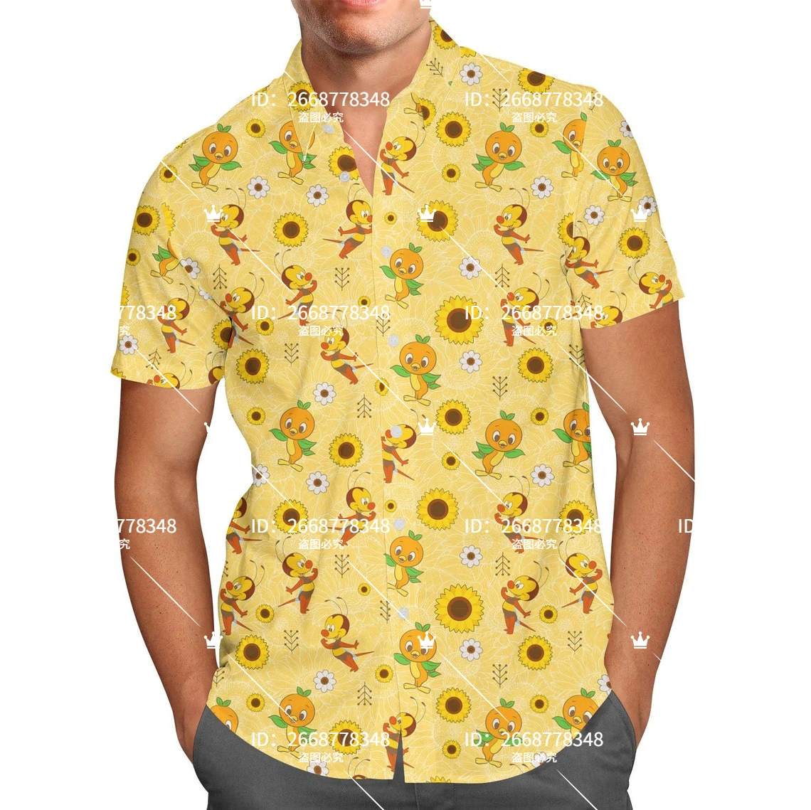 

Spike The Bee and Orange Bird Hawaiian shirt Disney Epcot Flower Garden Festiva Short Sleeve Button Up Shirt Fashion Beach Tops