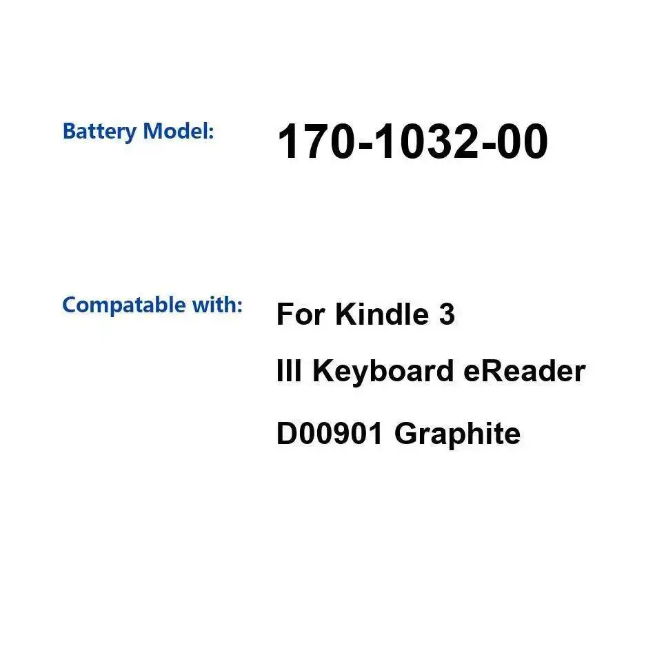 

1900 мАч 170-1032-00 для Amazon Kindle 3 Iii Keyboard Ereader D00901 графитовый стабильный планшетный аккумулятор