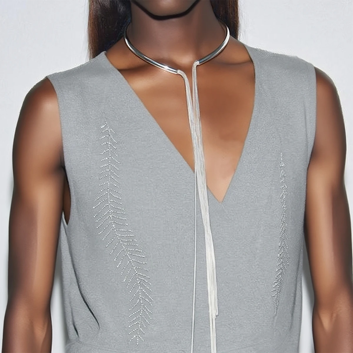 

2025 ZAA Long Metal Chains Fringe Choker Necklaces for Women Personalized Design Boho Jewelry Holiday Party Neck Accessories