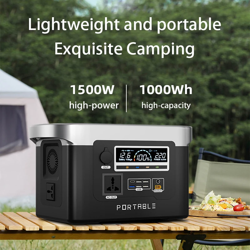 Emergency backup outdoor outage battery 800w-1500w portable camping recharging station RV essential mobile power supply