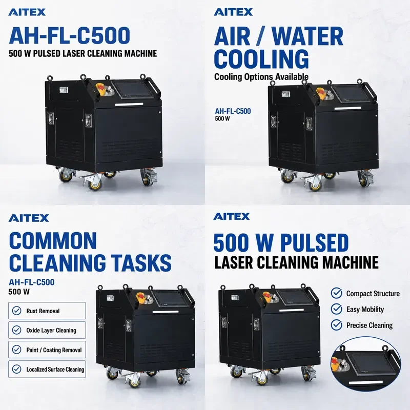 500W Handheld Pulsed Laser Cleaner for Industrial Surface Cleaning with Air or Water Cooling for AH-FL-C500