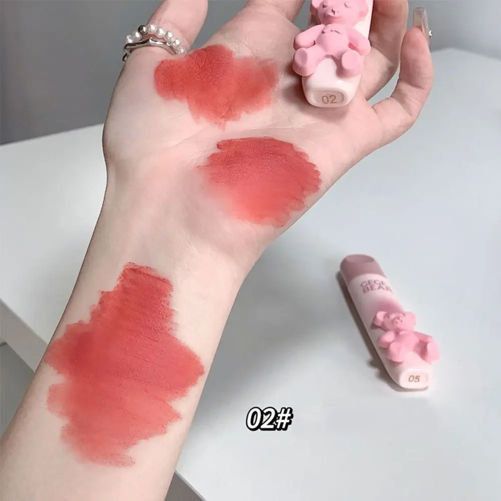 Cute 6Color Bear Lip Gloss Smooth Tender Color Lip Tint Mud Long Lasting Makeup Tool Lip Glaze Korean Cosmetics