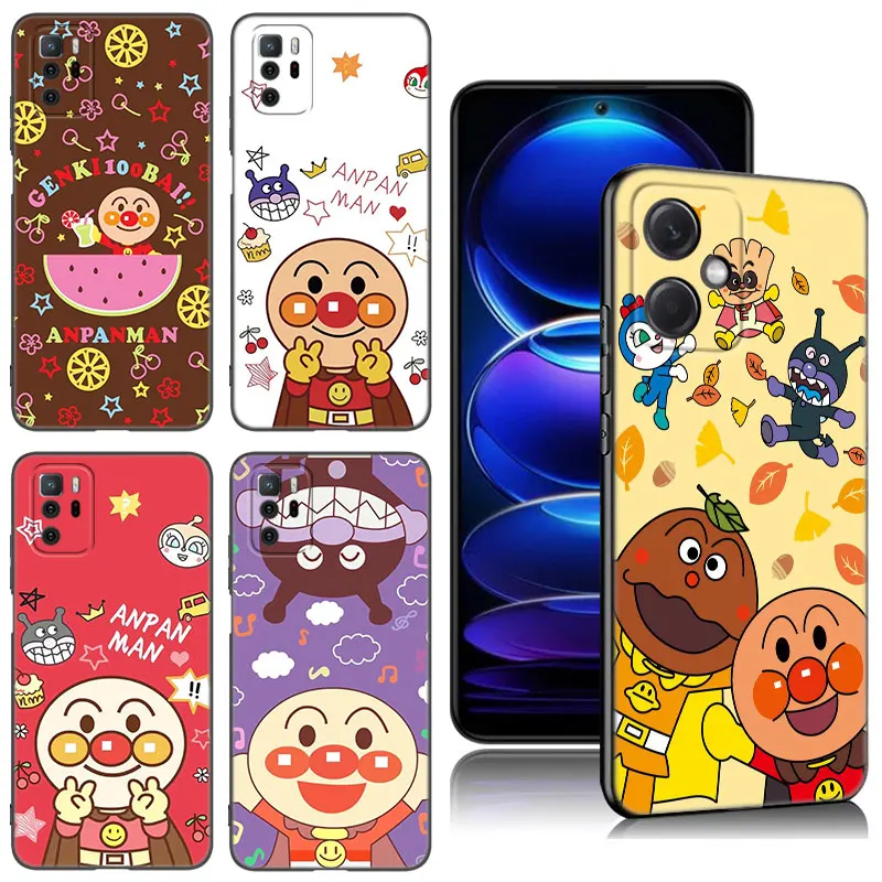 Fashion Anpanman Phone Case For Xiaomi Redmi Note 7 8 9 10 11 11E 11T 11S 12 4G Pro Plus 5G 8T 9S 10S 12S Black Silicone Cover