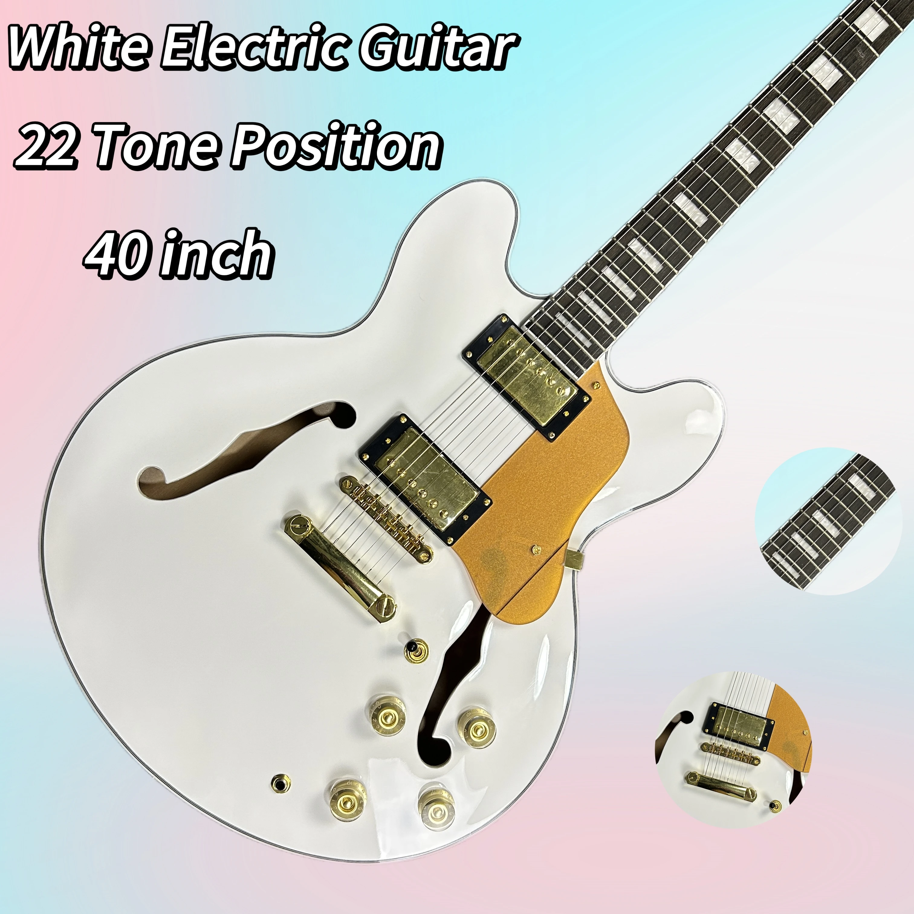 High Sound Quality White ES 335 Electric Guitar Semi Hollow Roosewood Fingerboard Maple Body 22 Tone Position ﻿