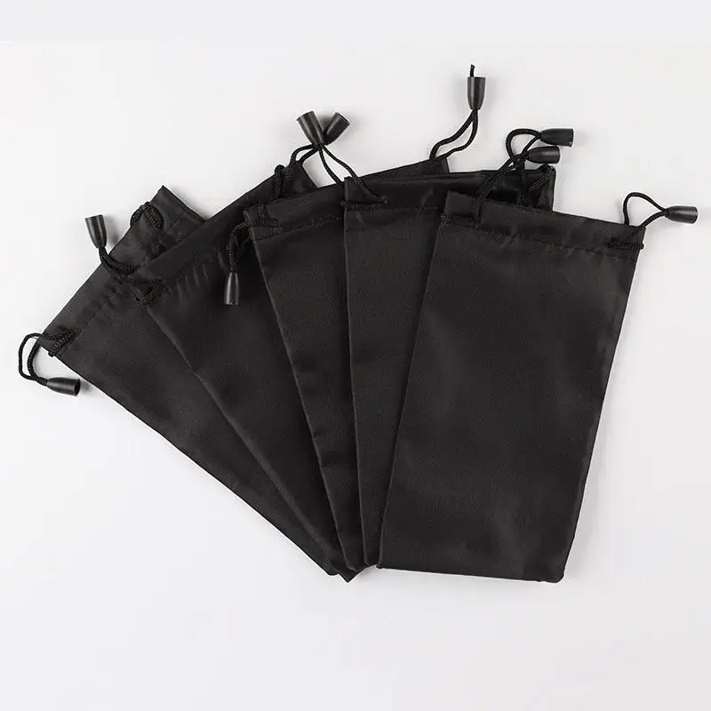 Bolsas de microfibra suave para gafas, contenedor de almacenamiento para evitar arañazos, cierre con cordón, color negro, 1/20 piezas