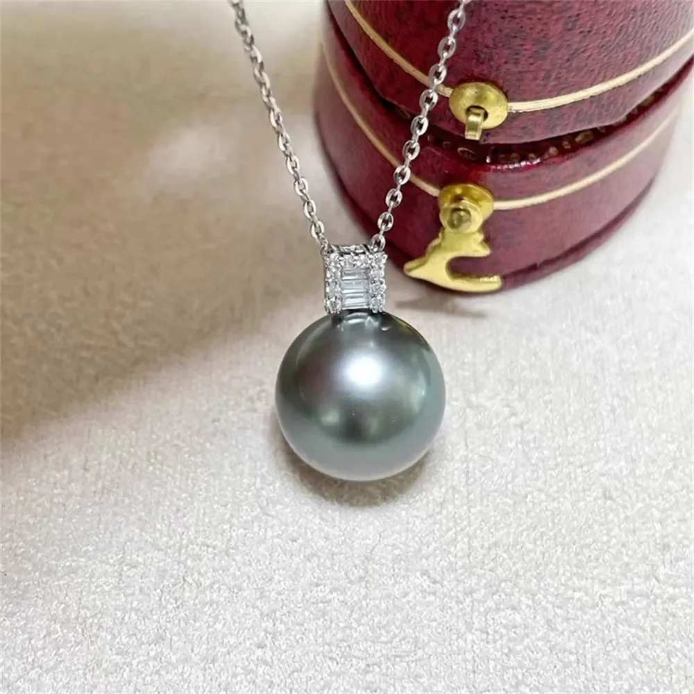 

DIY Pearl Accessories G18K Yellow & White Gold Pendant Empty Tray Fashion Necklace Pendant Female Fit 9-13mm Beads G077