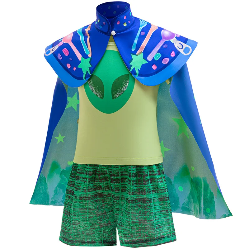 عيد الميلاد بنين الأرض مفوض زي الفضاء اكسبلورر زي الاطفال قميص السراويل عباءة مجموعة بوريم كرنفال تأثيري حلي