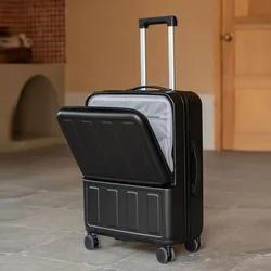 Suitcase Front Opening Luggage 20 inch Cabin Carrier Travel Bag USB Charging Lightweight Suitcases Travel Password Trolley Case