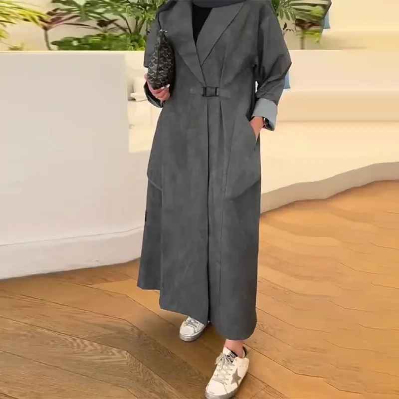 

Casual Faionable Long Robe Coat Ele Sle 2025 New Cross-Border Women's Wear Polyester Material Regular Thin