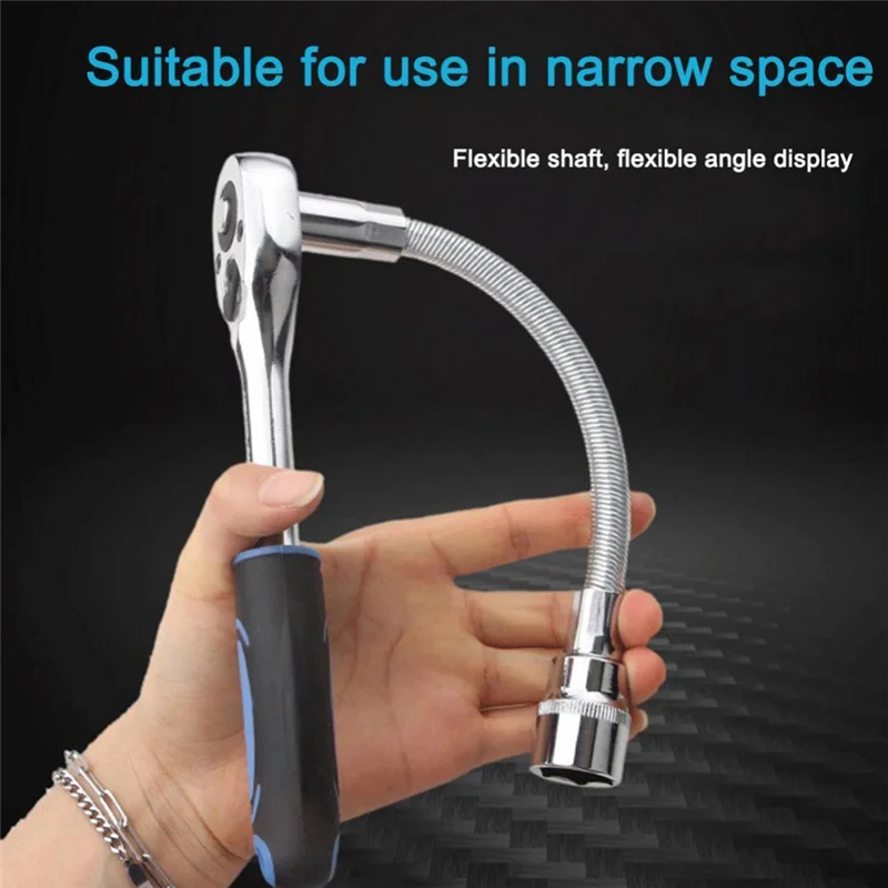 N37R_NL 3-Pcs Electric Wrench Elastic Connecting Rod Universal Flexible Shaft