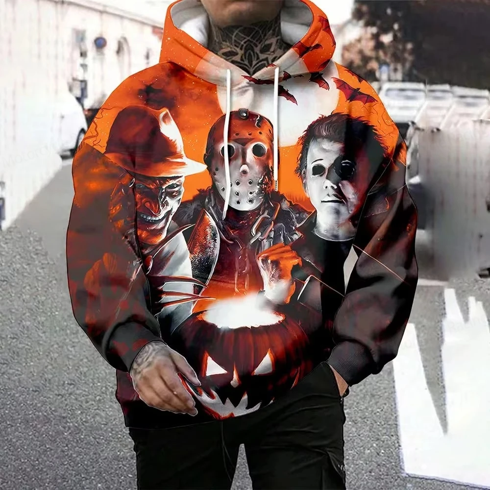 Men Hoodie Halloween Killer 3d Print Long Sleeve Hoodie Men Women Fashion Halloween Hoodie Sweatshirt Women Sweats Unisex Coat