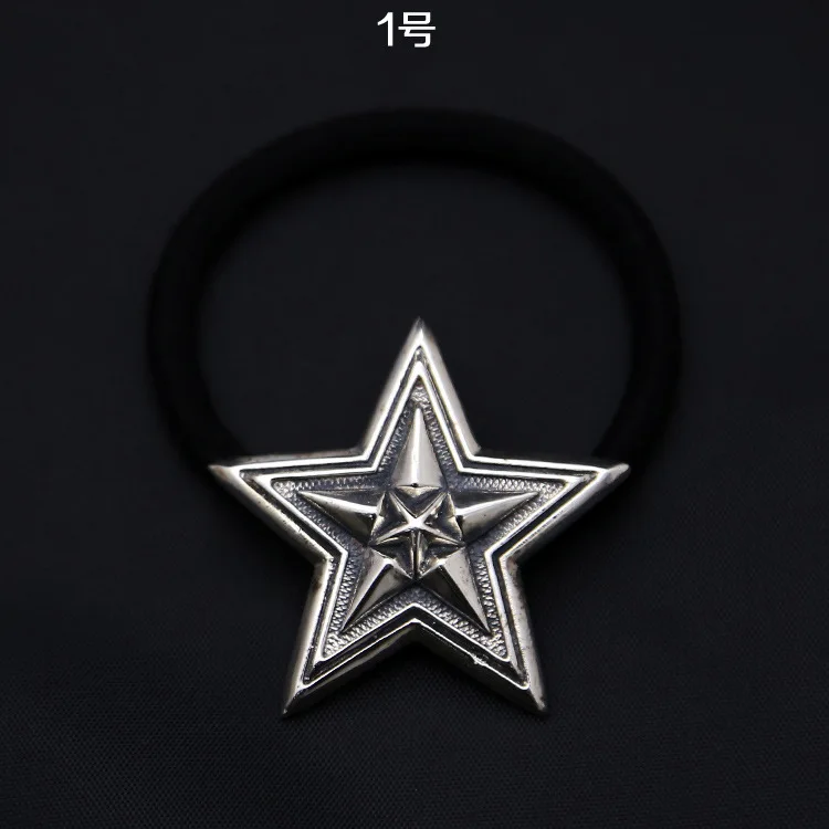 S925 sterling silver five-pointed star tie-up hair rubber band women's Korean hair band bracelet dual-use