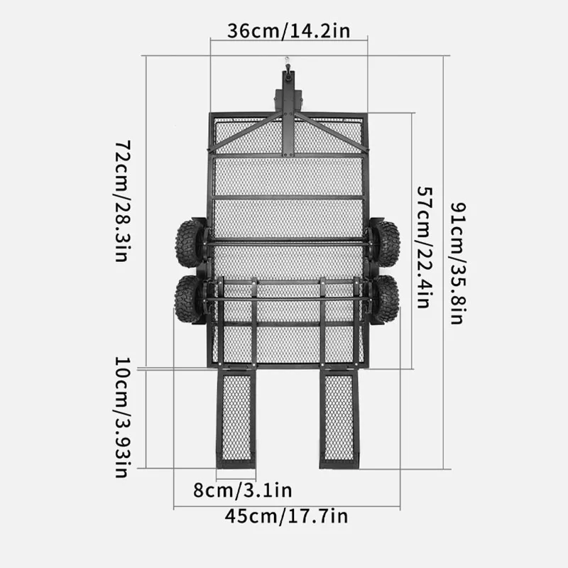 Metal Simulation Dual Axle Trailer Set for 1/18 RC Crawler Car Traxxas TRX4 SCX10 SCX6 Accessories