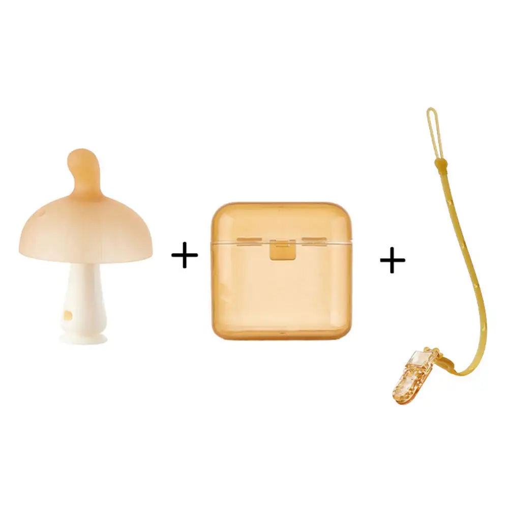 Zahnungshilfe für Säuglinge Geschenk für Zahnungsbaby's Baby-Kauspielzeug Neugeborenen-Silikon-Pilz-Beißspielzeug mit Etui