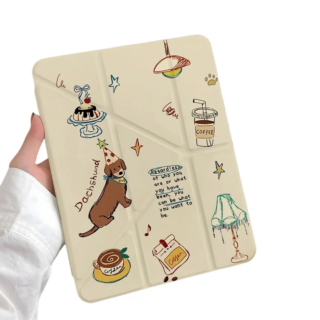 

Чехол для планшета с слотом для ручки Coffee Dog для Mini7 6, iPad Pro 2024 2022 2021 2020 2019 2018 2017 11 10 9 8 7 6 5 Air7 6 5 4 3 2 1 Cover