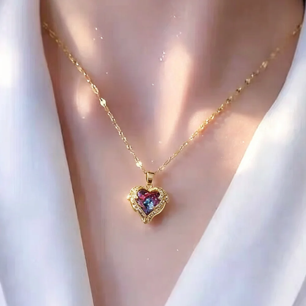 Classics Heart Of The Ocean Love Necklace For Women Personalized Silver Color Gold Color Metal Pendant Party Daily Jewelr