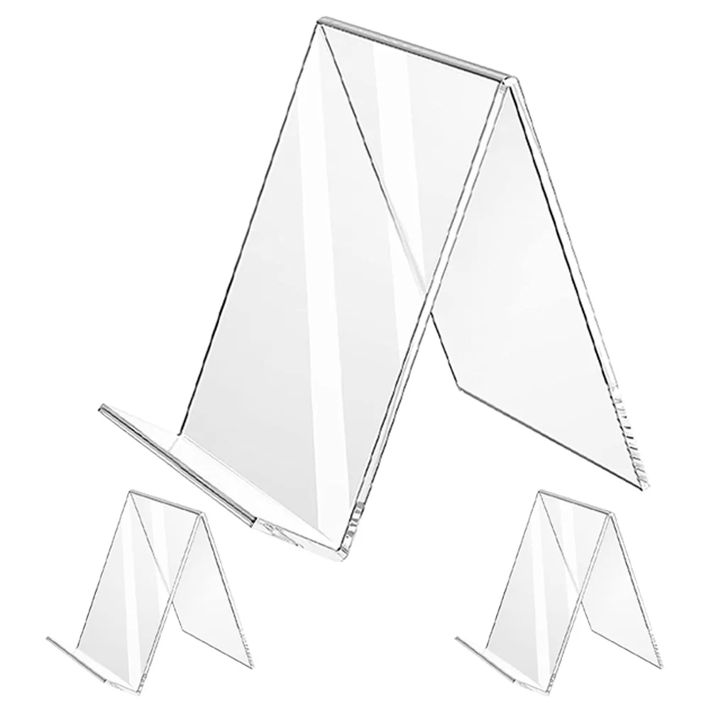 3pcs Acrylic Book Stands Clear Desktop Book Display Easel Holder For Books Albums Magazines Storage Organizer Transparent
