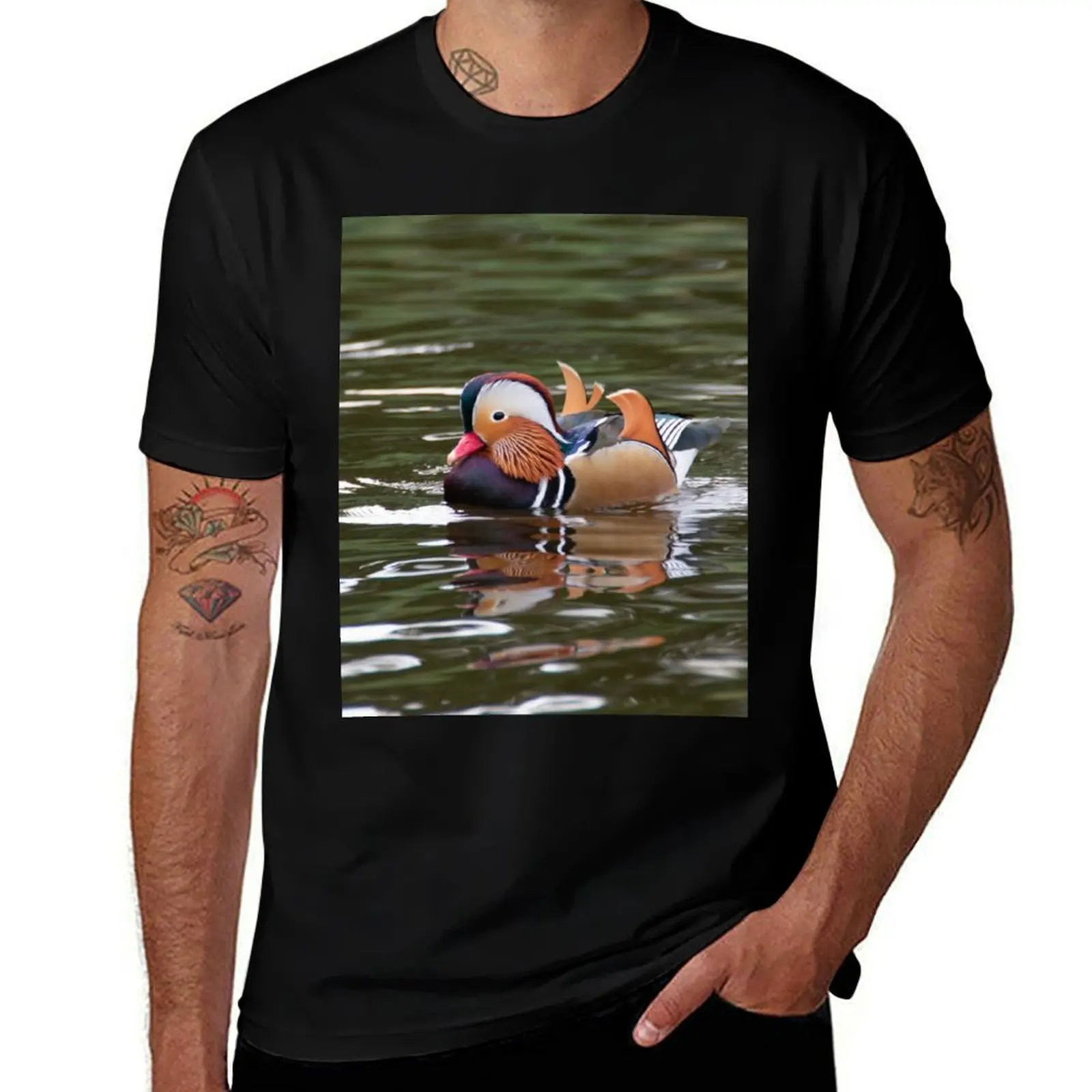 

Mandarin duck T-Shirt blacks blue archive Luxury man t shirts for men