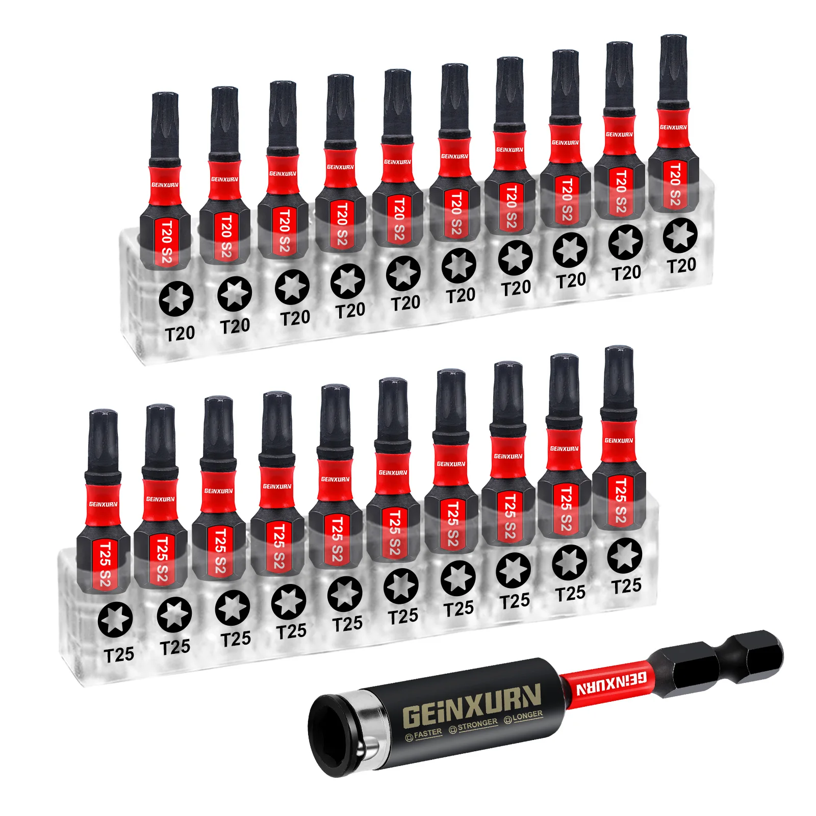 

Geinxurn 1inch/2 inch Impact Magnetic Torx Screwdriver Bit Set(T20 /T25),S2 Alloy Steel Power Bit Set with Storage Organizer