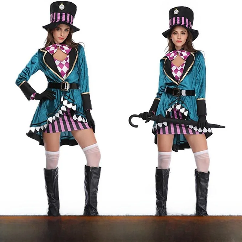 

Костюм волшебной игры на Хэллоуин, сумасшедшая шляпа, женский традиционный этнический сценический костюм, зима 206, без бренда