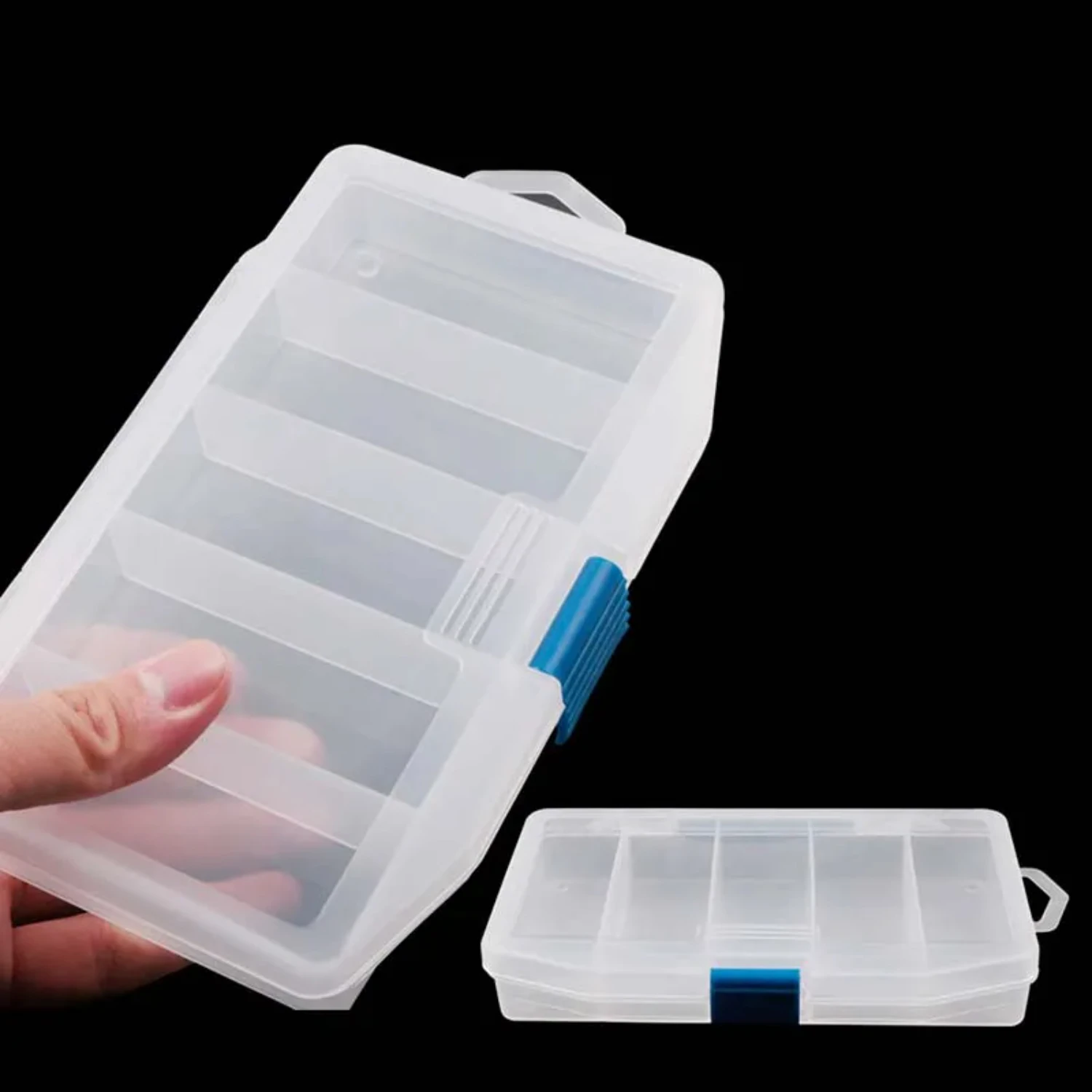 High Quality 5 Compartments Transparent Visible Plastic Fishing Tackle Box Fishing Lure  Box Case Fish Tool