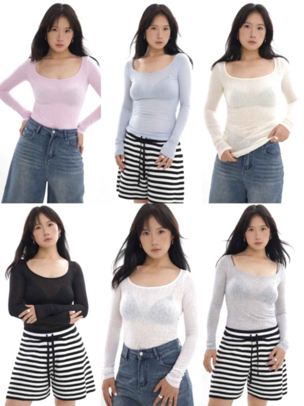 

Ohmyloli Women's Slim Fit Long Sve T-irt Basic Color Low round Ne Four Seasons Sle Commute Faion Polyester F...